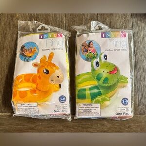 Intex Rings Animal Split Ring Pool Float Set - Yellow Giraffe & Green Frog